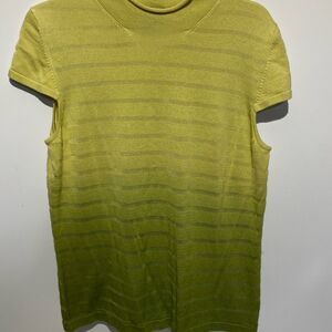 Ellen Tracy Women's Yellow Silk Cashmere Ombre Knit Cap Sleeve Sweater Size XL